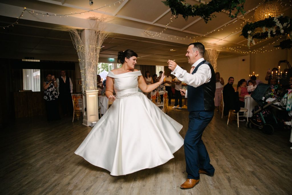 Bride and groom, first dance, manor by the lake wedding