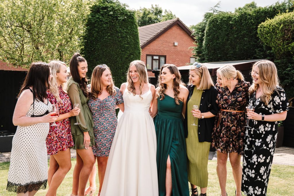 bride in Berkswell with her friends

