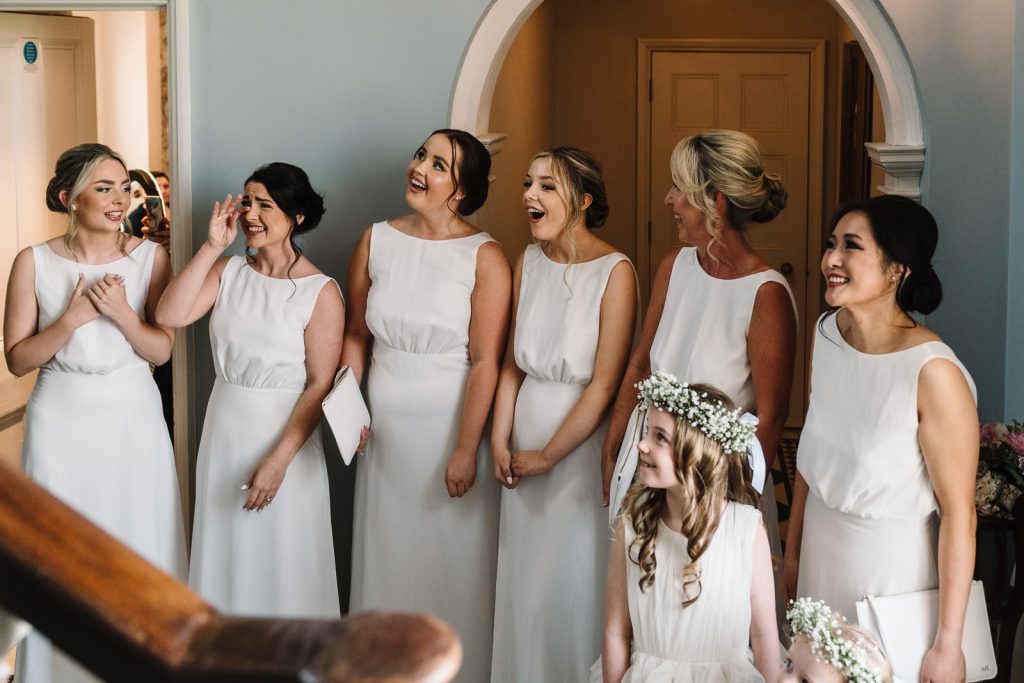 bridesmaids reaction at seeing bride